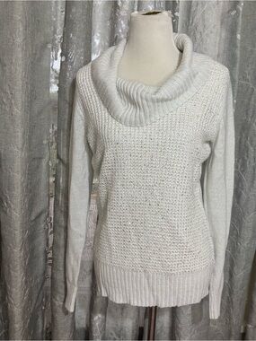 Women's Cream Cowl Neck Knit Sweater